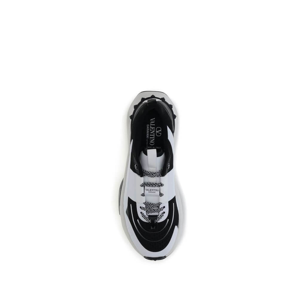 Valentino Garavani Multicolor Calf Leather Bos Taurus Athletic Sneakers, top view, showcasing logo details and modern design.