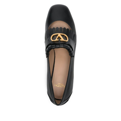 Valentino Garavani Vlogo Signature Calfskin Fringe Sabot Moccasin 25mm