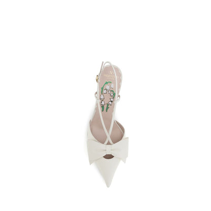 Valentino Garavani White Calf Leather Bos Taurus High Heel Pumps
