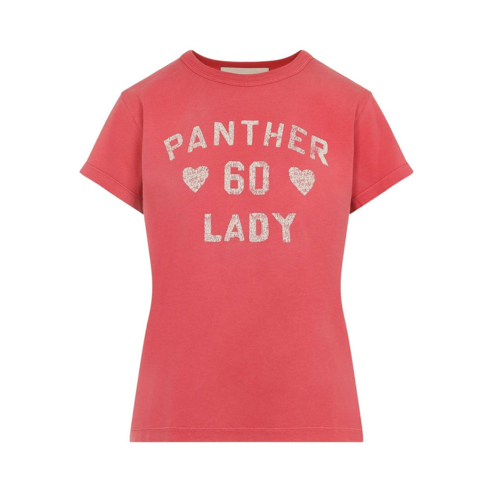 Red Valentino Light chez t-shirt with crew neck and graphic print 'Panther 60 Lady', featuring logo print at rear and straight hem.