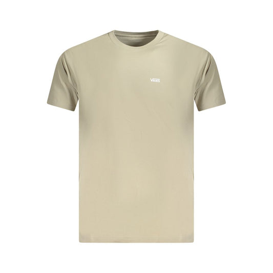 Vans Beige Cotton Men T-Shirt featuring classic crew neck and short sleeves with iconic Vans logo, perfect for casual style.