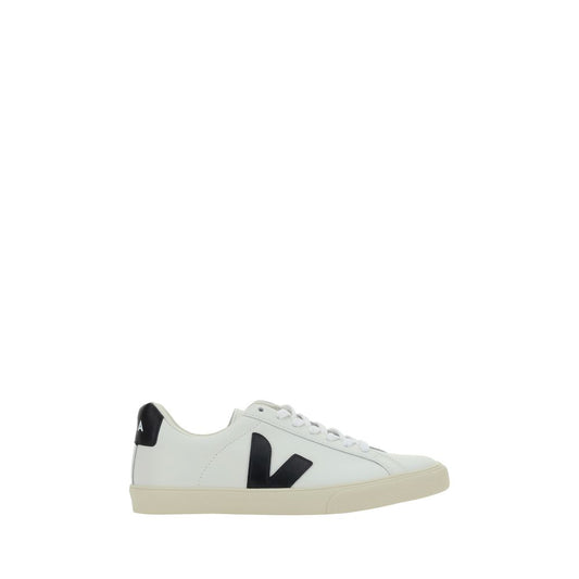 Veja White Rubber Sneakers - Calfskin Esplar, round toe, lace-up, logo patch, signature label, rubber sole, leather upper.