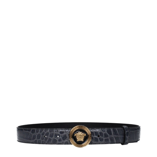 Versace Gray Leather Regular Belt
