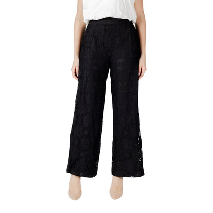 Vila Clothes Black Cotton Casual Pants