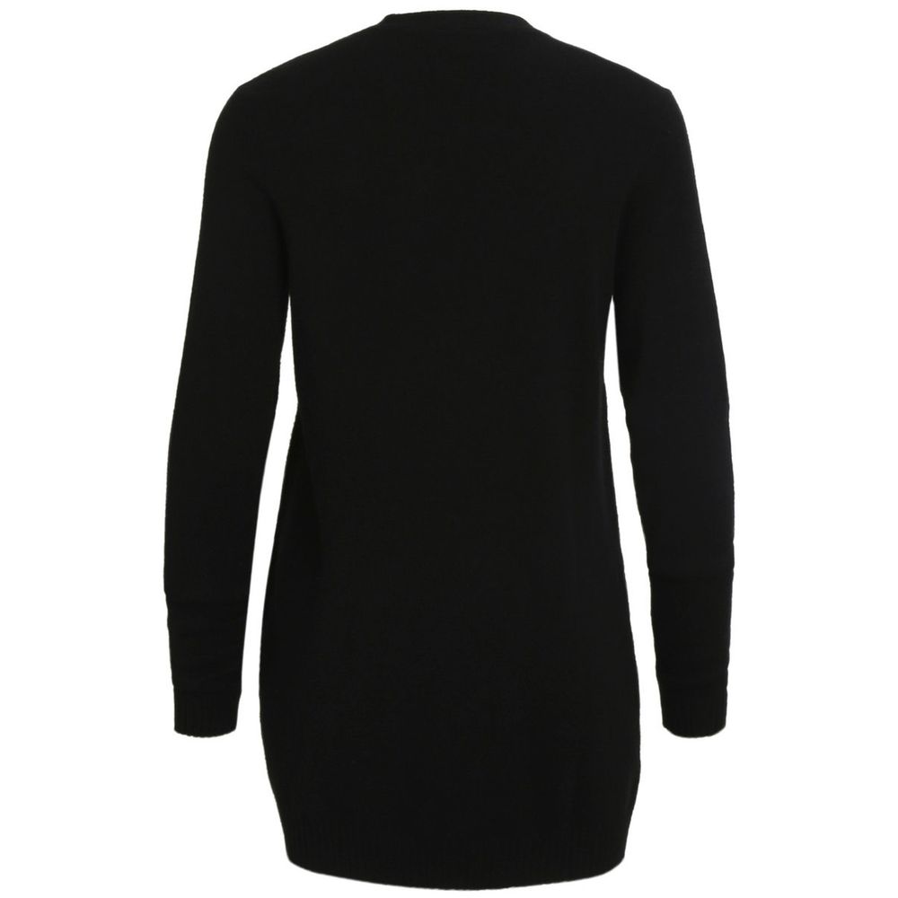 Back view of Vila Clothes Black Viscose Cardigan with long sleeves and soft texture, ideal for versatile layering.
