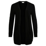 Vila Clothes Black Viscose Cardigan with open front and side pockets, perfect for layering on any occasion.