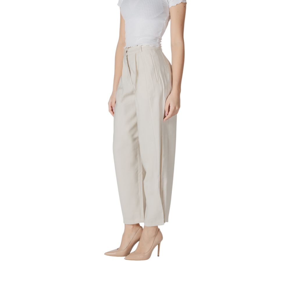Vila Clothes Cream Viscose Casual Pants