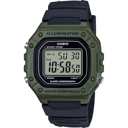 ?CASIO TIMELESS COLLECTION Mod. SPORT ILLUMINATOR WR 50M. ALARM. CHRONOGRAPH - ARMY GREEN WATCHES