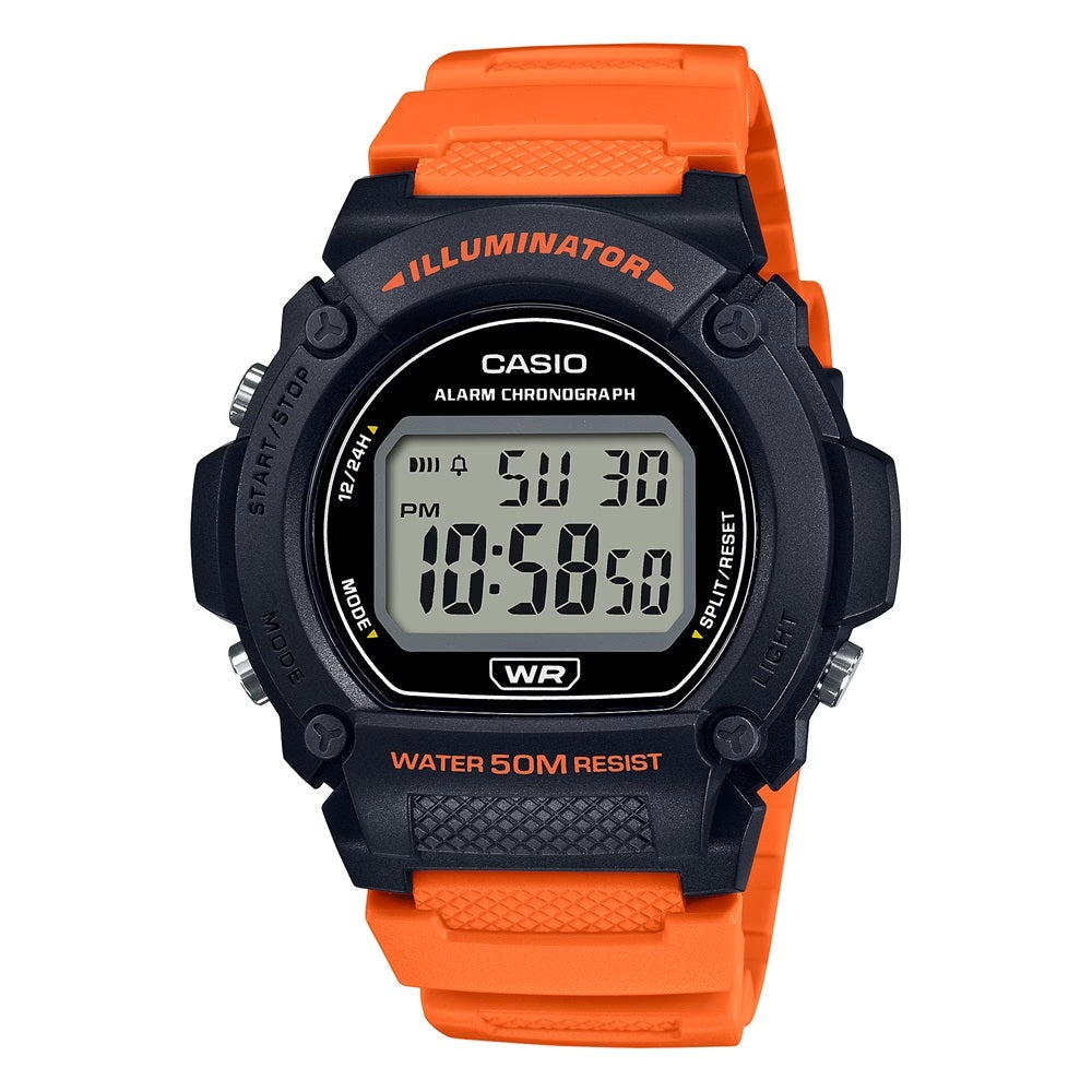 CASIO TIMELESS COLLECTION Mod. SPORT- ILLUMINATOR. WR 50M. ALARM. CHRONOGRAPH - BLACK (Brilliant color strap) W-219H-4AVDF