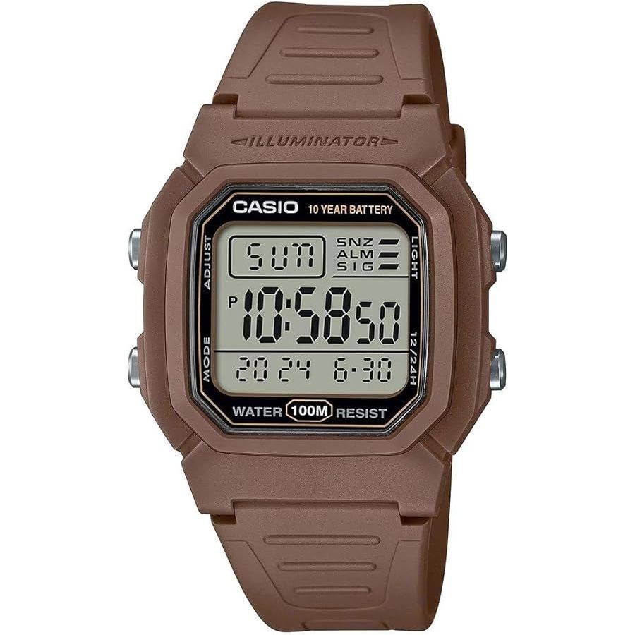 CASIO TIMELESS COLLECTION Mod. DIVER - DOUBLE TIME. ALARM. CHRONOGRAPH - 10 Year Battery - BROWN W-800H-5AVES