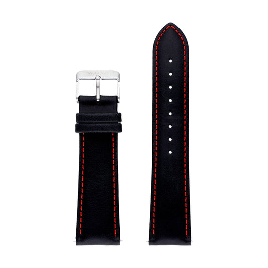 WATX&COLORS WATCHES Mod. WXCO1723 black leather strap with red stitching detail
