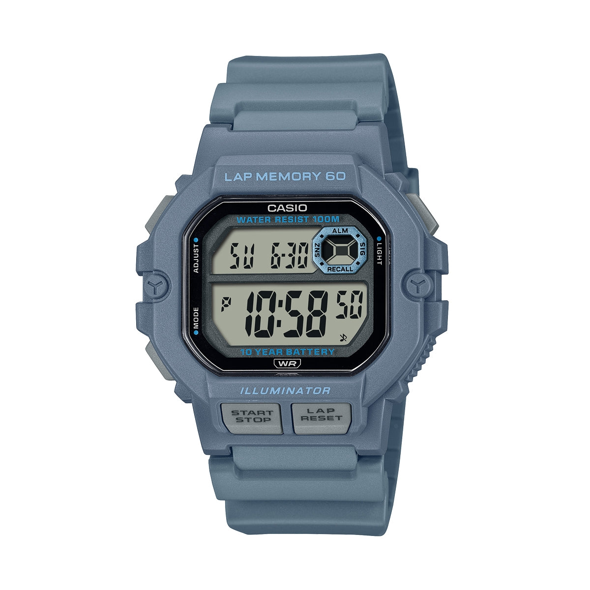 CASIO SPORT Mod. ILLUMINATOR LAP MEMORY 60 wristwatch, water resistant, 44.5 mm resin case, quartz multifunction, packaged in official box