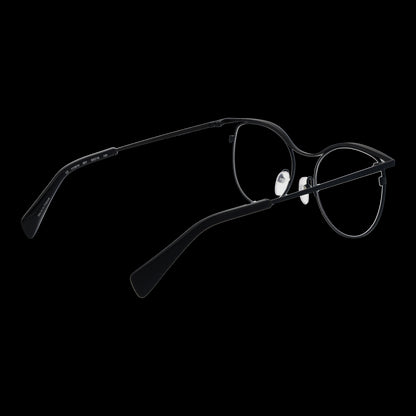 YOHJI YAMAMOTO MOD. YY3014 53601 round black eyeglasses for ladies displayed on black background
