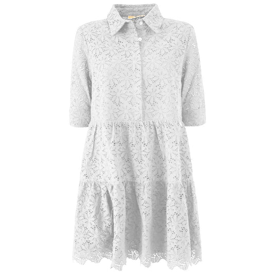 Yes Zee White Cotton Dress YE-14621-M