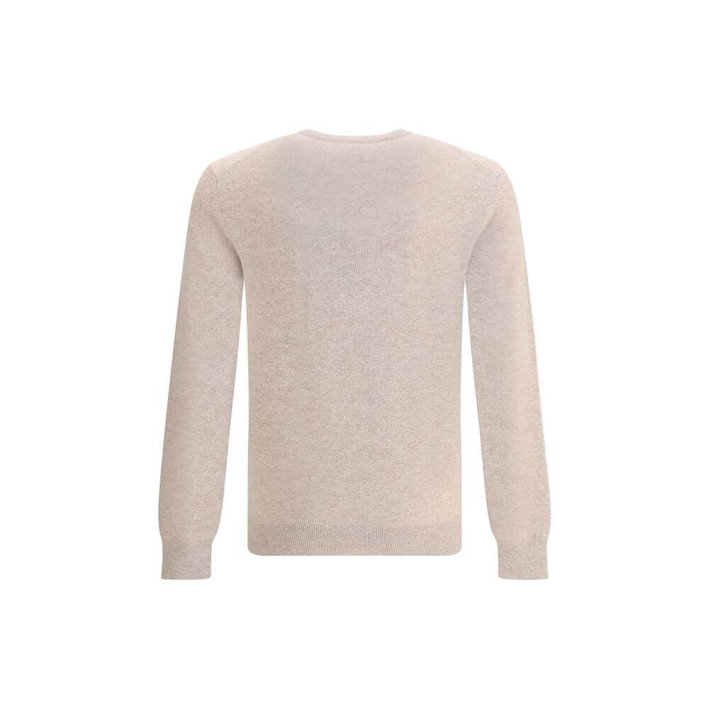 ZEGNA Beige Cashmere Cashmere Sweater with ribbed crew neck, cuffs, and hem, offering timeless elegance and unparalleled softness.