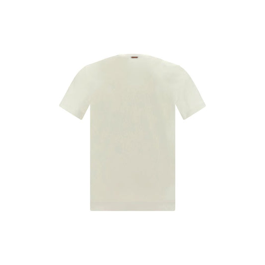 ZEGNA T-Shirt in cotton with ribbed crew neck, contrasting monogram, regular fit, perfect for AW25. Made in Portugal.