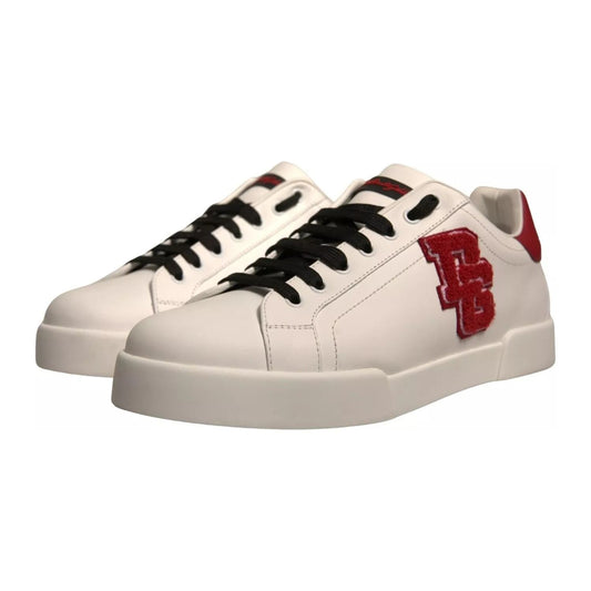 Dolce & Gabbana White Leather DG Logo Low Top Sneaker Shoes