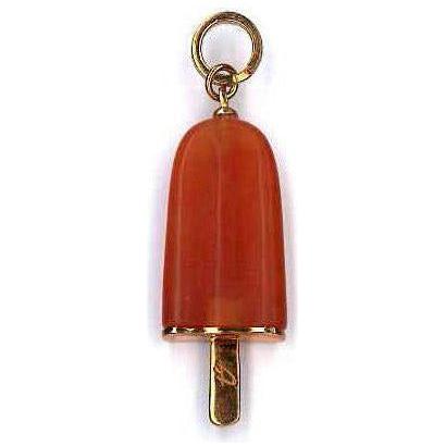 مجوهرات أمبروزيني - PENDENTE ARGENTO 925° ghiacciolo finitura rosépietra arancio grande (26x15 ملم)